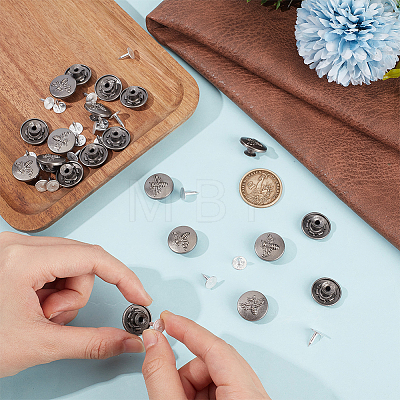 20Pcs Flat Round with Bee Pattern Alloy Decorative Rivets FIND-CY0002-35-1