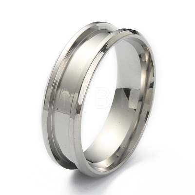 201 Stainless Steel Grooved Finger Ring Settings STAS-WH0029-52H-P-1