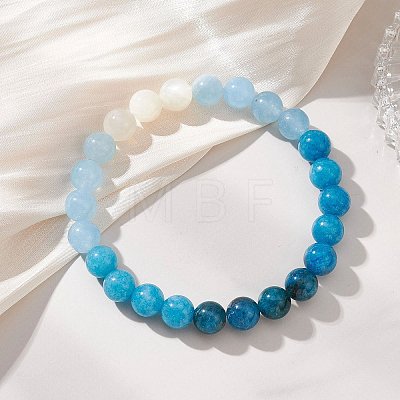 8.5MM Round Dyed Natural Quartz & Blue Quart & Apatite & White Moonstone Stretch Beaded Bracelets BJEW-JB12986-03-1