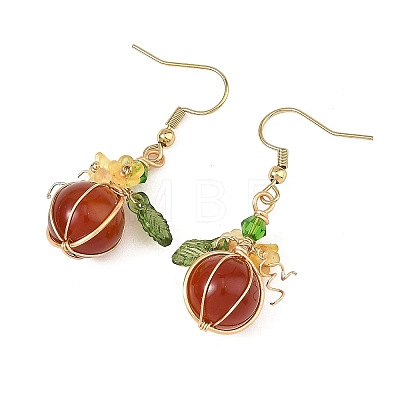 Thanksgiving Day and Halloween Theme Glass & Acrylic Beads Dangle Earrings EJEW-JE07526-1