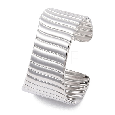 304 Stainless Steel Open Cuff Bangles for Women BJEW-Z086-02P-1