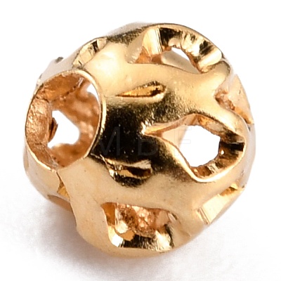 Long-Lasting Hollowed Plated Brass Beads KK-O133-003A-G-1