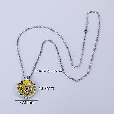 Alloy Heart Flower Hollow Diffuser Locket Pendant Necklaces with Yellow Plush Aromatherapy Pad Inside KF6005-1