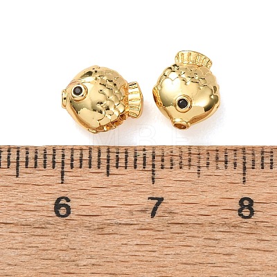 Brass Micro Pave Cubic Zirconia Beads KK-D259-12G-1