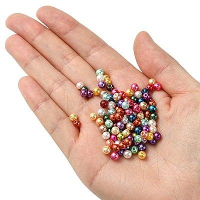 Baking Painted Pearlized Glass Pearl Round Bead Strands HY-Q004-4mm-M-1