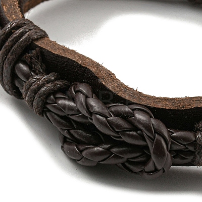 Adjustable PU Leather & Waxed Braided Cord Bracelets BJEW-F468-18-1