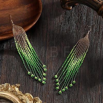 Bohemian Handmade Glass Seed Beads Tassel Dangle Earrings KU8026-1