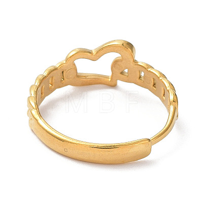 Ion Plating(IP) 304 Stainless Steel Hollow Heart Adjustable Rings RJEW-D006-19G-1