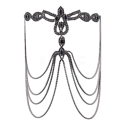 1Pc Brass Rhinestone Multilayer Tassel Masquerade Masks AJEW-FH0009-03-1