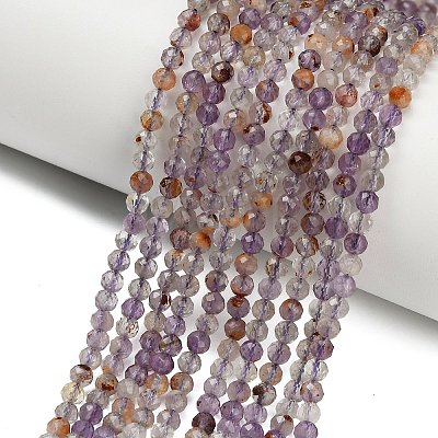Natural Purple Phantom Quartz Purple Lodolite Quartz Beads Strands G-C262-A01-4mm-1