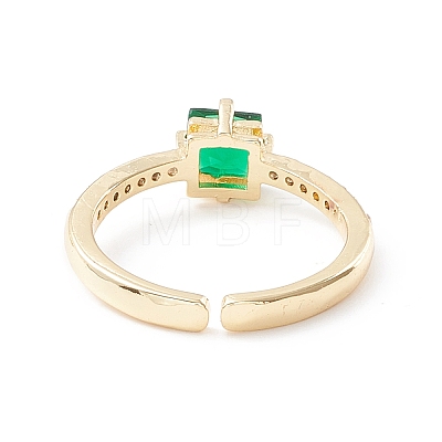 Green Cubic Zirconia Rectangle Cuff Ring X-KK-D067-29G-RS-1