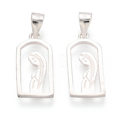 925 Sterling Silver Arch Shape with Virgin Pendants STER-N016-120S-1