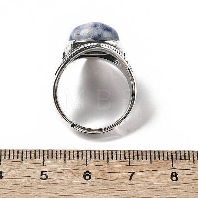 Natural Blue Spot Jasper Adjustable Rings G-P560-03AS-18-1