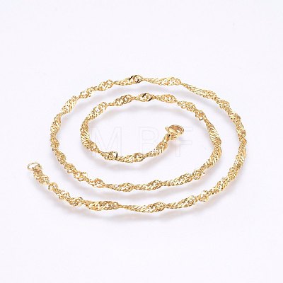 304 Stainless Steel Singapore Chain Necklaces MAK-L015-25G-1