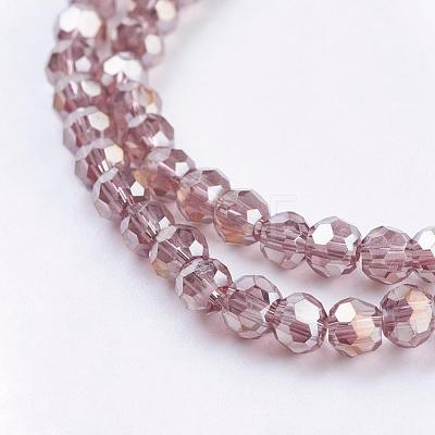 Faceted(32 Facets) Round Electroplate AB Color Plated Glass Beads Strands X-EGLA-D021-81-1
