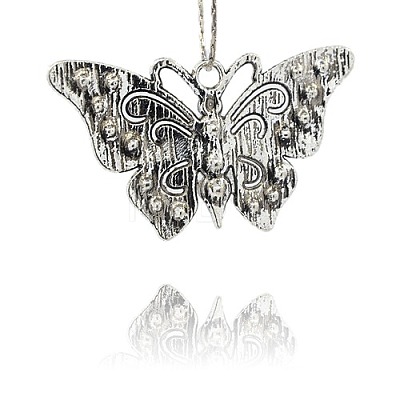 Vintage Butterfly Pendant Necklace Findings TIBE-M001-80F-1