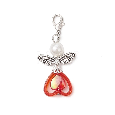 ABS Plastic Imitation Pearl & Transparent Acrylic Pendants Decorations HJEW-JM03603-01-1