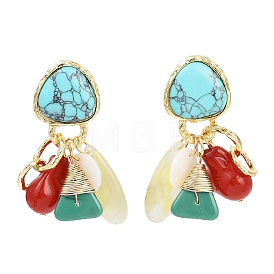 Triangle Alloy Plastic Dangle Stud Earrings EJEW-Q035-01G-1