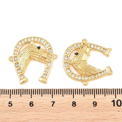 Brass Micro Pave Clear Cubic Zirconia Connector Charms ZIRC-F148-06G-1