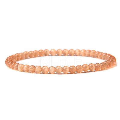 4mm Round Cat Eye Beads Bracelet for Men LS-KG3069-9-1