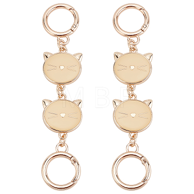 ANATTASOUL 2Pcs Alloy Enamel Cat Head Link Purse Strap Extenders FIND-AN0001-17-1