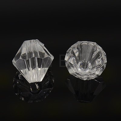 Faceted Bicone Transparent Acrylic Beads DBB10MM01-1