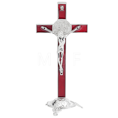 Alloy Enamel Saint Benedict Crucifix Display Decorations AJEW-WH0752-416B-1