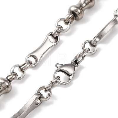 201 Stainless Steel Bone Link Chain Necklace NJEW-F222-22P-1