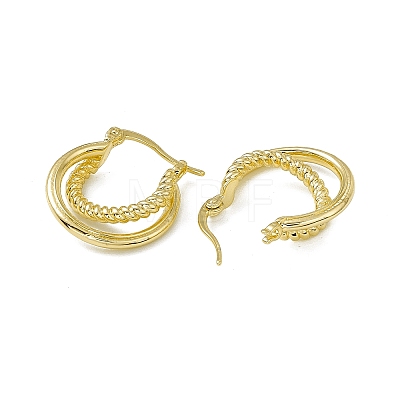 Rack Plating Brass Double Line Twist Rope Hoop Earrings for Women EJEW-F294-11G-1