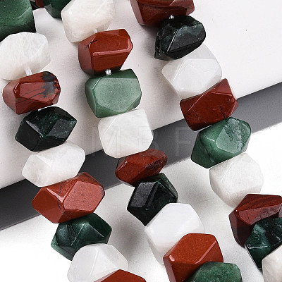 Natural Fuchsite & Red Jasper & Rainbow Moonstone Beads Strands G-T144-16A-01-1