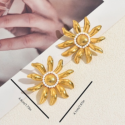 201 Stainless Steel Glass Seed Beaded Stud Earrings for Women BQ4917-1
