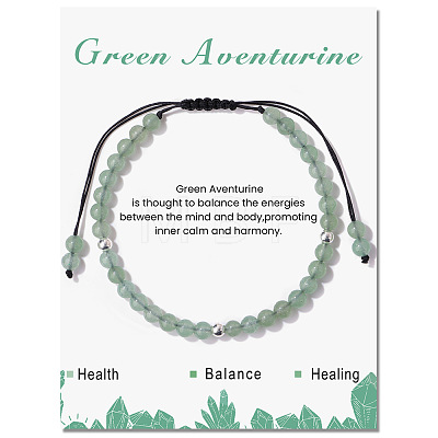 Natural Green Braided Bead Bracelets PW-WG425AA-06-1