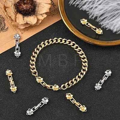 8Pcs 2 Colors Brass Micro Pave Clear Cubic Zirconia Fold Over Clasps KK-CJ0005-92-1