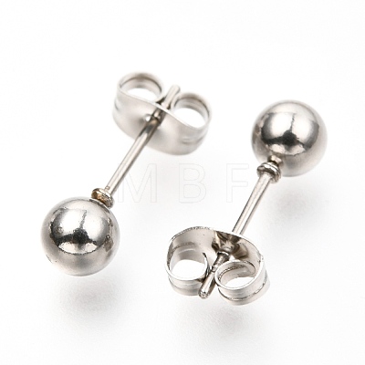 304 Stainless Steel Ball Stud Earrings EJEW-C501-10C-1