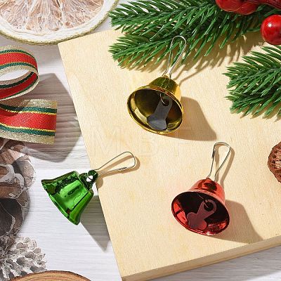 3Pcs 3 Colors Christmas Themed Iron Bell Pendant Decorations HJEW-JM02196-1