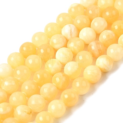 Natural Yellow Jade Beads Strands G-Q462-8mm-36-1