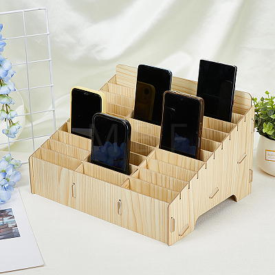 30 Compartments Wooden Cell Phones Storage Box ODIS-WH0038-80A-1