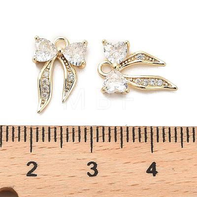 Brass Micro Pave Clear Cubic Zirconia Charms KK-C054-14G-1