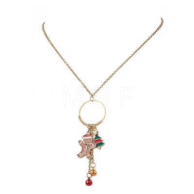 Christmas Alloy Enamel Gingerbread Man Pendant Necklace & Dangle Earrings Sets SJEW-JS01343-1