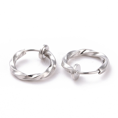 Electroplated Brass Twisted Tubular Hoop Earrings for Women EJEW-G299-01B-P-1