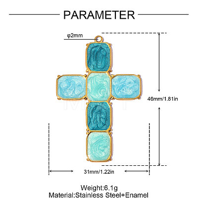 304 Stainless Steel with Enamel Pendants SA-OY002-65G-02-1