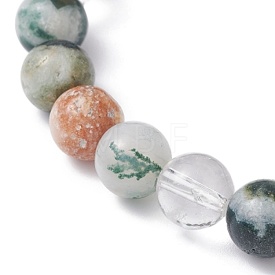 Natural Tree Agate Round Bead Stretch Bracelets BJEW-JB09872-01-1