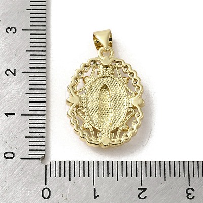 Brass Pave Shell Pendants KK-I708-16G-G-1