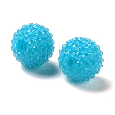 Chunky Resin Rhinestone Bubblegum Ball Beads RESI-S259-A05-1