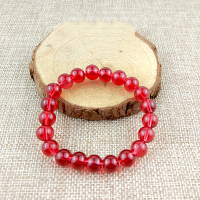 Glass Imitation Natural Agate Round Beaded Stretch Beaded Bracelets WG8D788-02-1