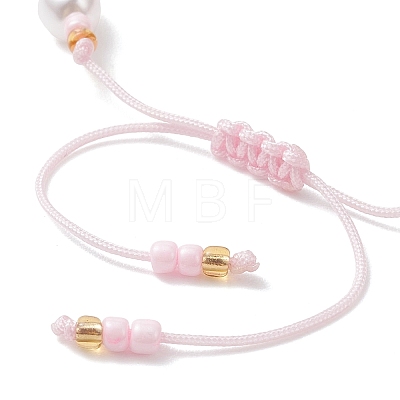 Natural Dyed Yellow Jade & Plastic Imitation Pearl Braided Bead Bracelets for Women BJEW-MZ00308-01-1