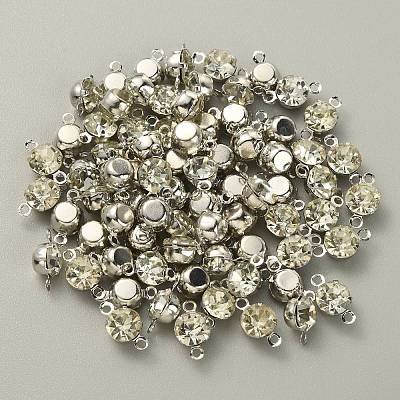 Brass Clear Cubic Zirconia Connector Charms RB-WH0005-002D-P-1