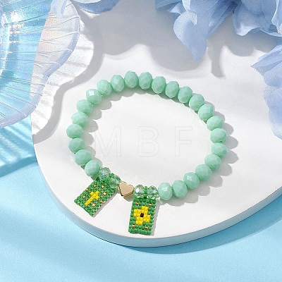Glass Faceted Rondelle Beaded Stretch Bracelets for Women BJEW-MZ00065-05-1