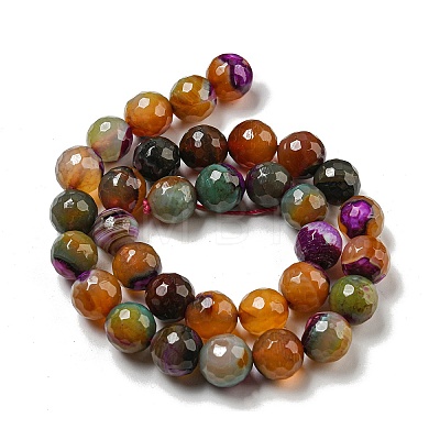 Faceted Natural Banded Agate Beads Strands G-F447-12mm-O06-1