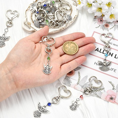 15Pcs 15 Styles Alloy & Glass Pendant Decorations HJEW-YW00508-1